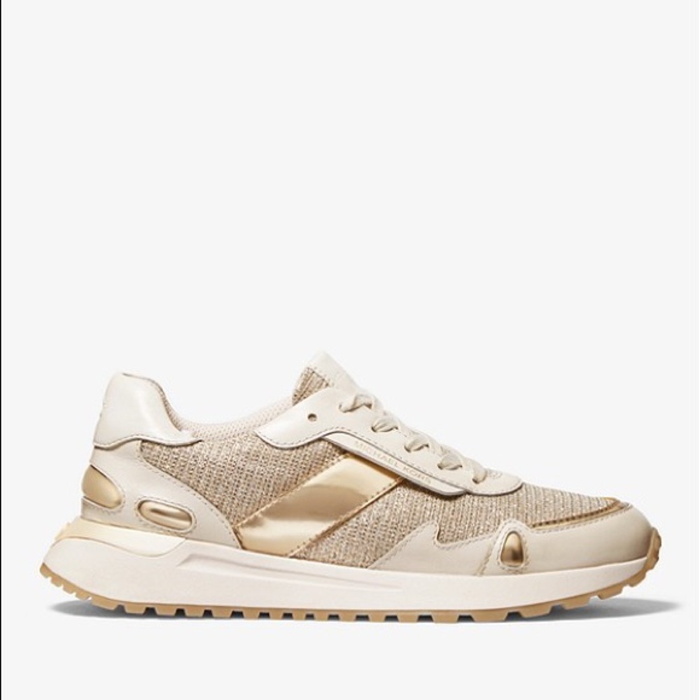 Michael Kors Monroe Glitter Chain-Mesh Trainer